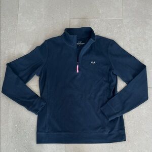 Vineyard Vines Navy Pullover with Pink Accent